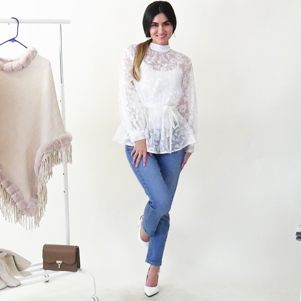 Floral Belted Sheer Top